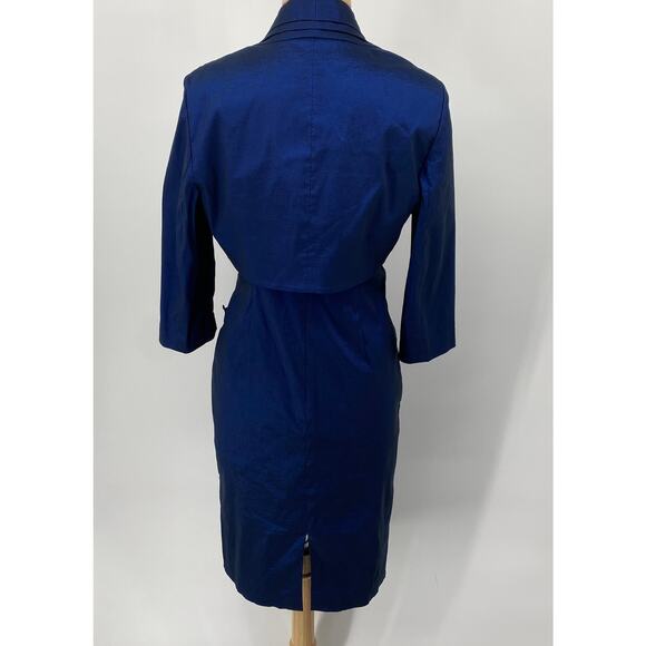 Adrianna Papell Cocktail Dress & Jacket Set Iridescent Cobalt Blue Womens Medium - Picture 10 of 14
